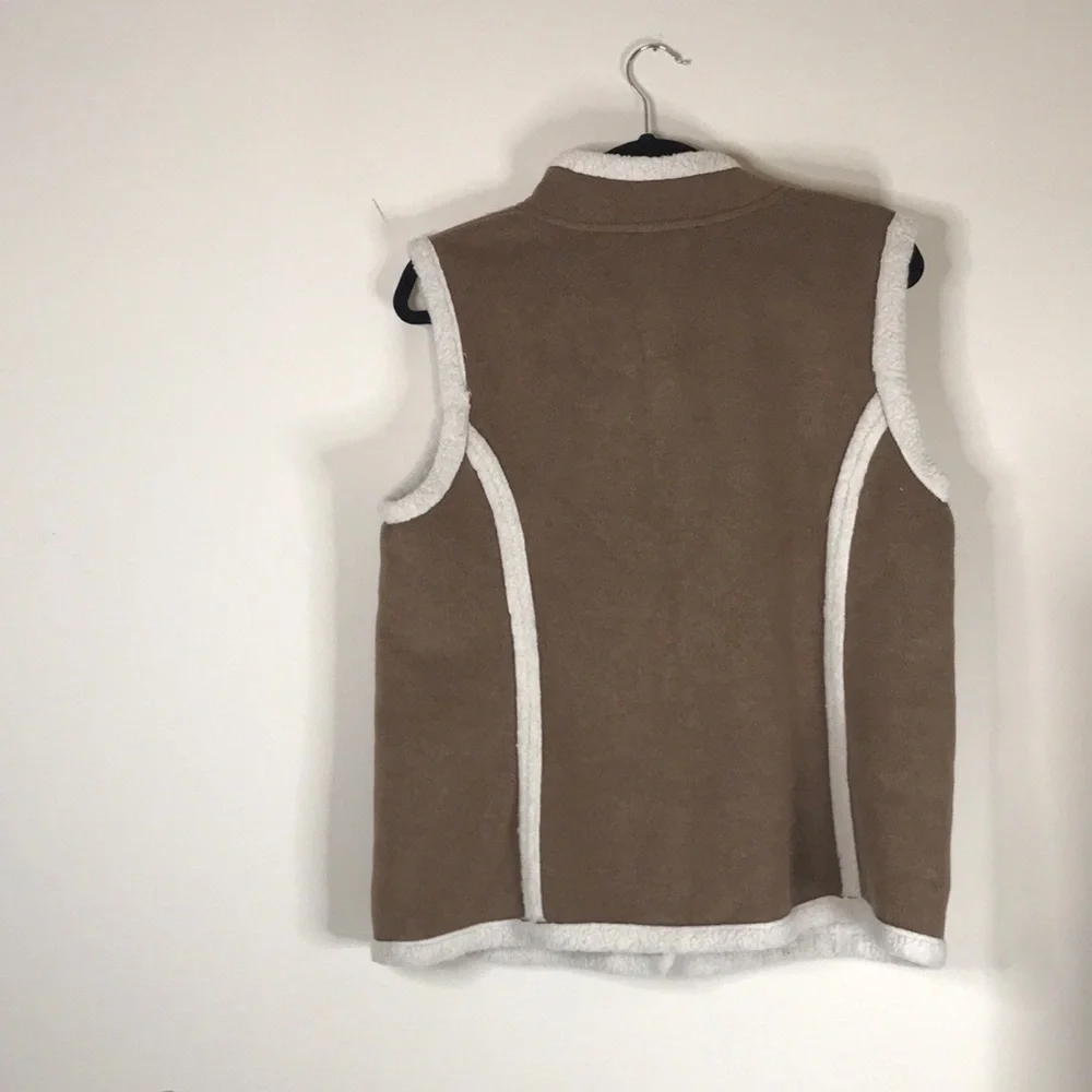 British Khaki Faux Suede and Sherpa Vest